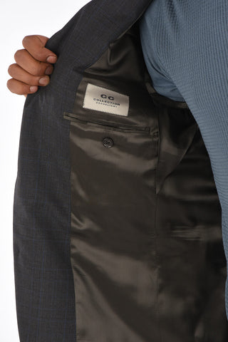 CC COLLECTION Virgin Wool RIGHT Suit with Glen Check Pattern