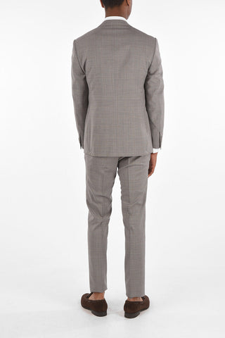 3-Piece ACADEMY Tartan Motif Virgin Wool Suit