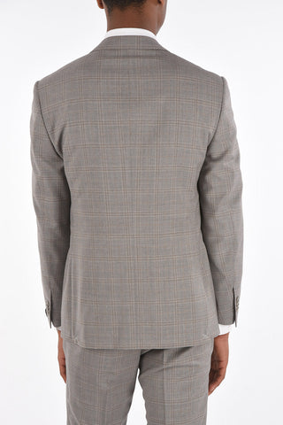 3-Piece ACADEMY Tartan Motif Virgin Wool Suit