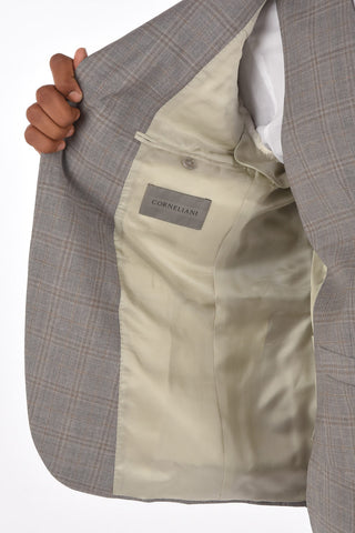 3-Piece ACADEMY Tartan Motif Virgin Wool Suit