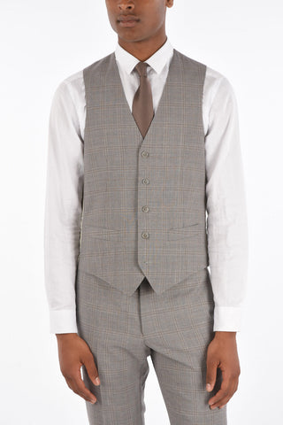 3-Piece ACADEMY Tartan Motif Virgin Wool Suit