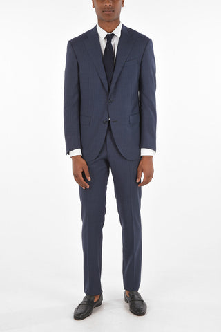 Virgin Wool Pinstriped ACADEMY Suit with Notch Lapel