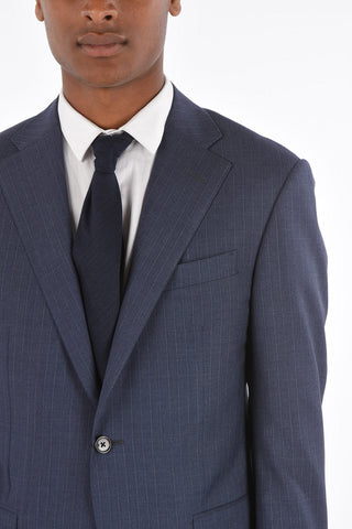 Virgin Wool Pinstriped ACADEMY Suit with Notch Lapel