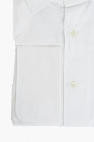 Camicia in Popeline con Polsini Doppi alla Francese e Abbottonatura nascosta