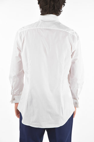 Camicia in Popeline con Polsini Doppi alla Francese e Abbottonatura nascosta