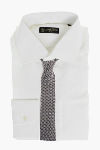 Flax Shirt with Standard Collar and Logoed Buttons