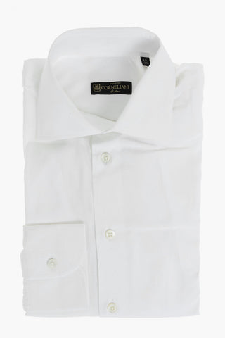 Poplin Cotton Shirt with Standard Collar and Logoed Buttons