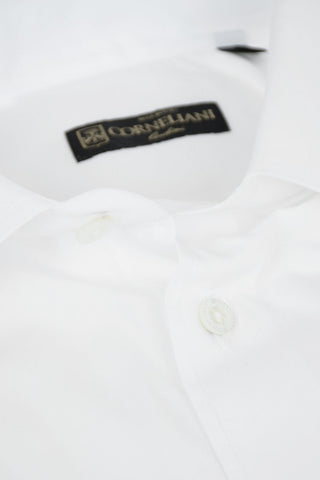 Poplin Cotton Shirt with Standard Collar and Logoed Buttons