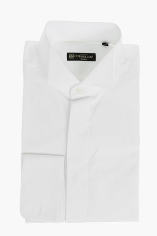 Camicia Body in Popeline con Collo Wing-tip e Polsini Doppi alla Francese