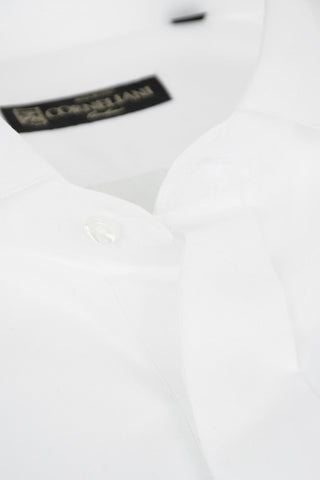 Camicia Body in Popeline con Collo Wing-tip e Polsini Doppi alla Francese