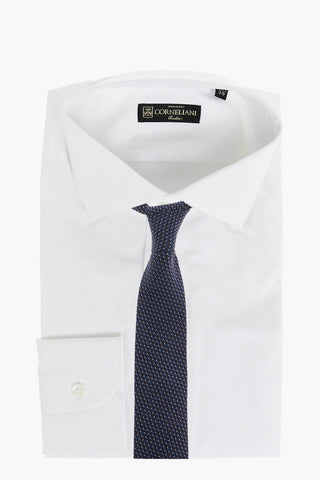 Poplin Cotton Shirt with Standard Collar and Logoed Buttons