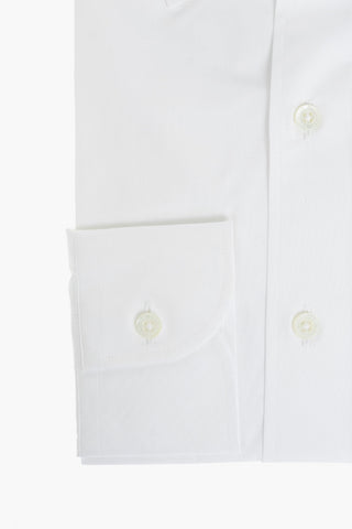 Poplin Cotton Shirt with Standard Collar and Logoed Buttons