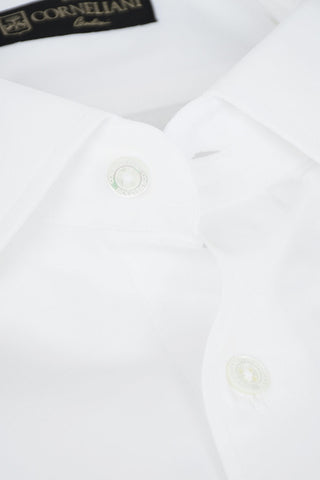 Poplin Cotton Shirt with Standard Collar and Logoed Buttons