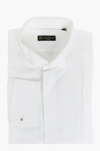 Diplomatic Collar Jacquard Cotton Shirt with Cufflinks