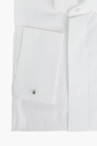 Diplomatic Collar Jacquard Cotton Shirt with Cufflinks