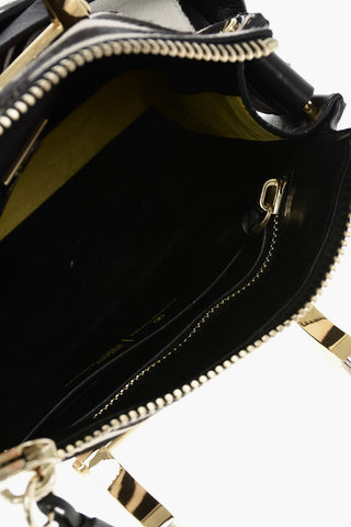 Ponyskin Shoulder Bag with Zebra Print and Studs Detailing