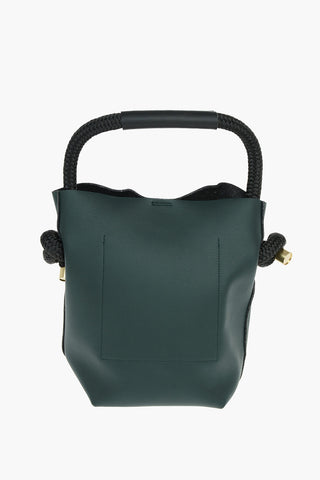 Rope Handle Leather Bucket Bag
