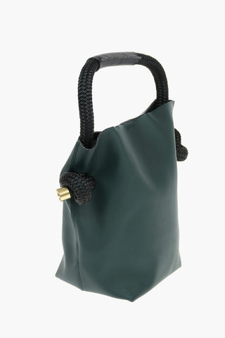 Rope Handle Leather Bucket Bag