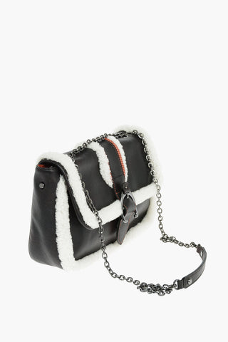Borsa a Spalla con Dettagli in Shearling