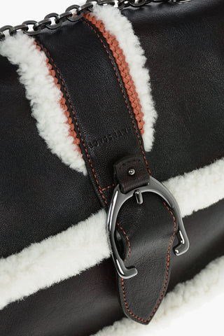 Borsa a Spalla con Dettagli in Shearling