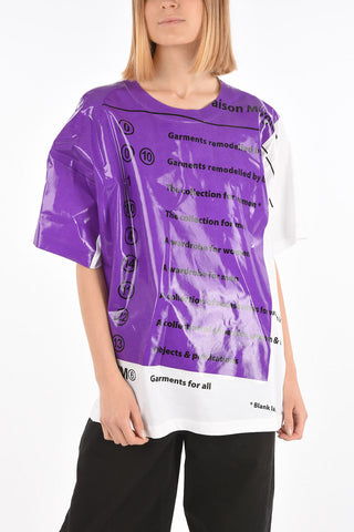 MM6 Lettering Printed Two-Tone Oversized Crew-Neck T-shirt