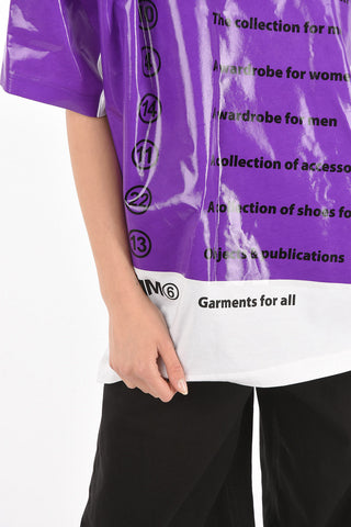 MM6 Lettering Printed Two-Tone Oversized Crew-Neck T-shirt