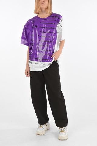 MM6 Lettering Printed Two-Tone Oversized Crew-Neck T-shirt