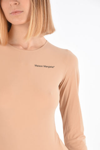 MM6 Body Semitrasparente Manica Lunga con Dettaglio in Lettering