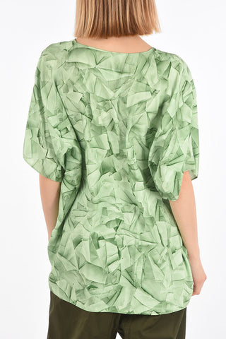 MM6 abstract patterned crew-neck blouse