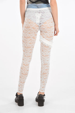 MM6 leggings in pizzo macramè con giarrettiera