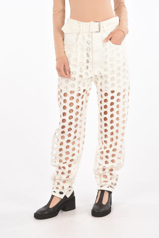 MM0 Low-Waist Cut Out 5 Pockets Jeans with Belt