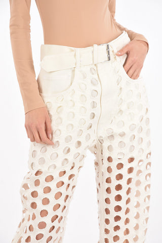 MM0 Low-Waist Cut Out 5 Pockets Jeans with Belt