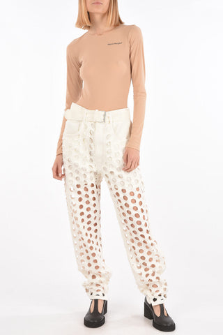 MM0 Low-Waist Cut Out 5 Pockets Jeans with Belt