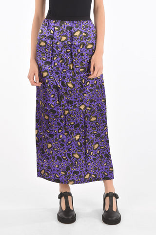 MM6 Maxi Gonna in Raso con Motivo Animalier