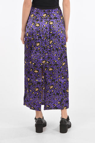MM6 Maxi Gonna in Raso con Motivo Animalier