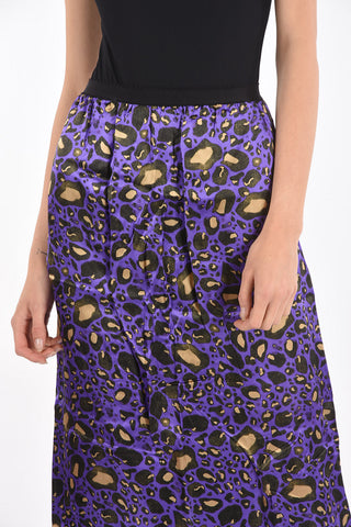 MM6 Maxi Gonna in Raso con Motivo Animalier