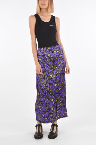 MM6 Maxi Gonna in Raso con Motivo Animalier