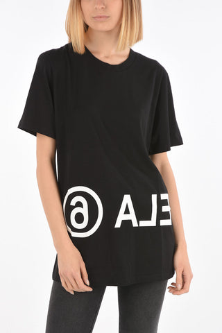 MM6 Contrasting Logo-Printed Oversized Crew-Neck T-Shirt