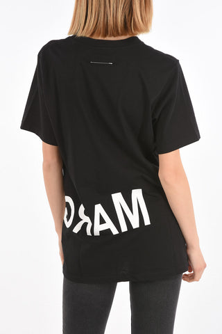 MM6 Contrasting Logo-Printed Oversized Crew-Neck T-Shirt