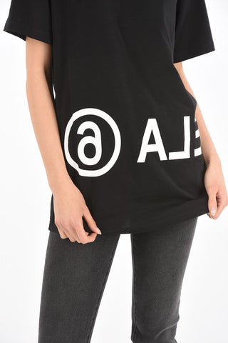 MM6 Contrasting Logo-Printed Oversized Crew-Neck T-Shirt