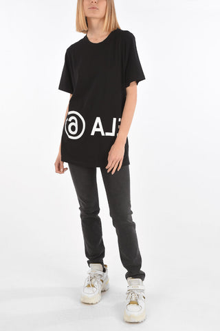 MM6 Contrasting Logo-Printed Oversized Crew-Neck T-Shirt
