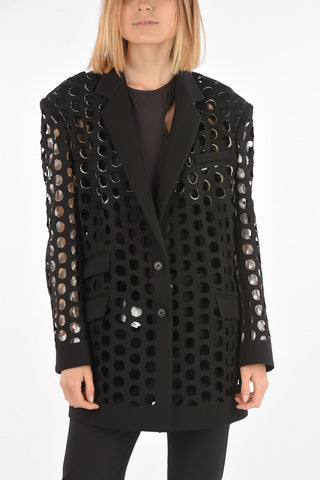 MM0 center vent notch lapel 2-button cut-out blazer