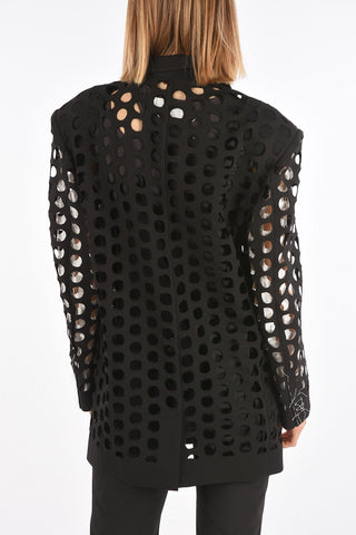 MM0 center vent notch lapel 2-button cut-out blazer