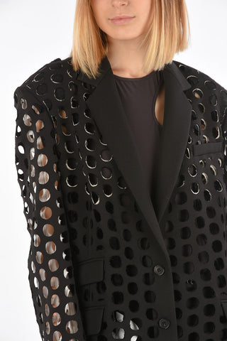 MM0 center vent notch lapel 2-button cut-out blazer