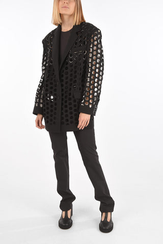MM0 center vent notch lapel 2-button cut-out blazer