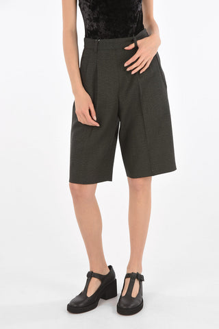 MM0 shorts a doppia pince in lana con zip laterale