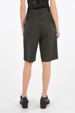 MM0 shorts a doppia pince in lana con zip laterale