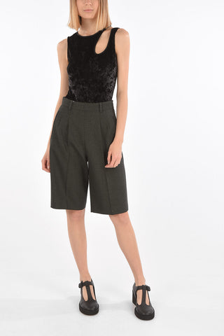 MM0 shorts a doppia pince in lana con zip laterale