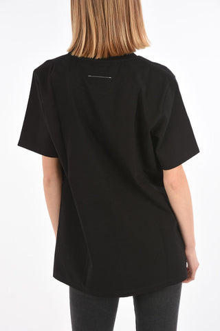 MM6 T-shirt Girocollo con maxi stampa Frontale