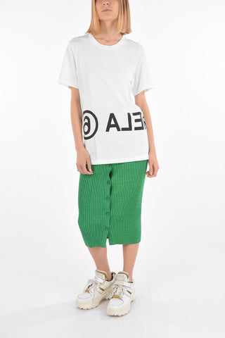 MM6 Contrasting Printed Logo oversized Crew-Neck T-shirt